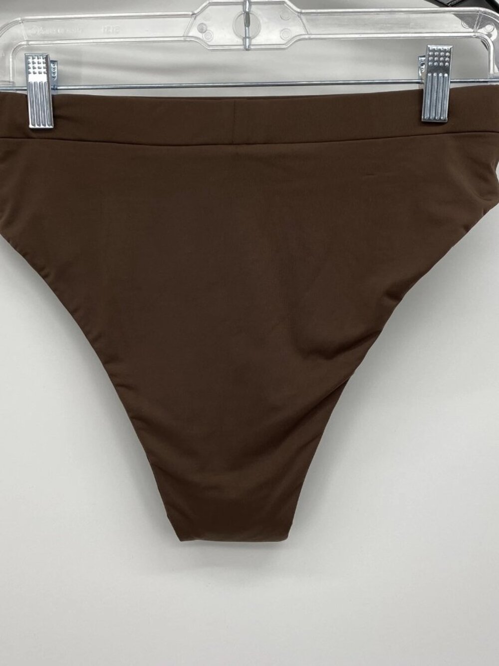 NEW Riot Swim Womens Pico High Waist Bikini Bottom Brown Chocolate Size M
